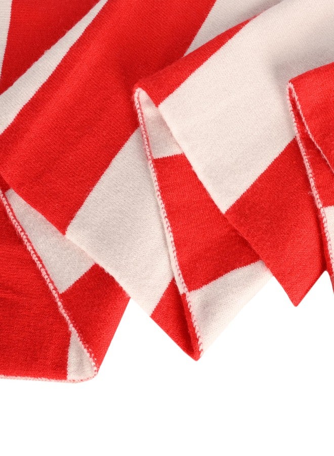 Jifoocol Christmas Red Scarf for Adults, Winter Knit Scarf Classic Red White Striped Scarves Soft Shawl for Birthday Christmas Gifts (Red & White) - Image 5